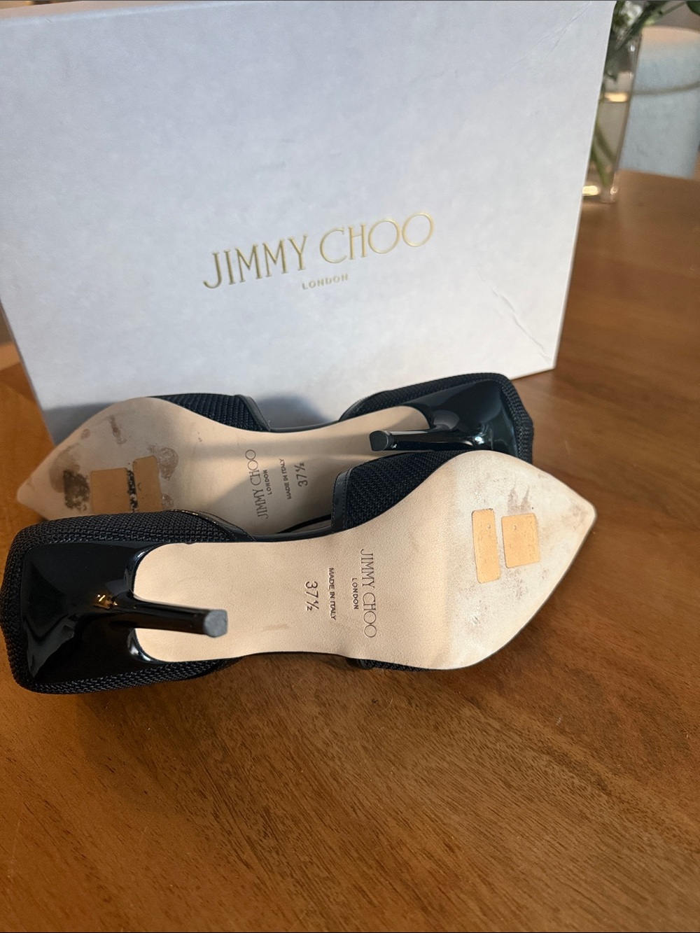 Jimmy Choo Black Pointed Mesh Mary Jane Stiletto Pumps - Picture 5 of 5